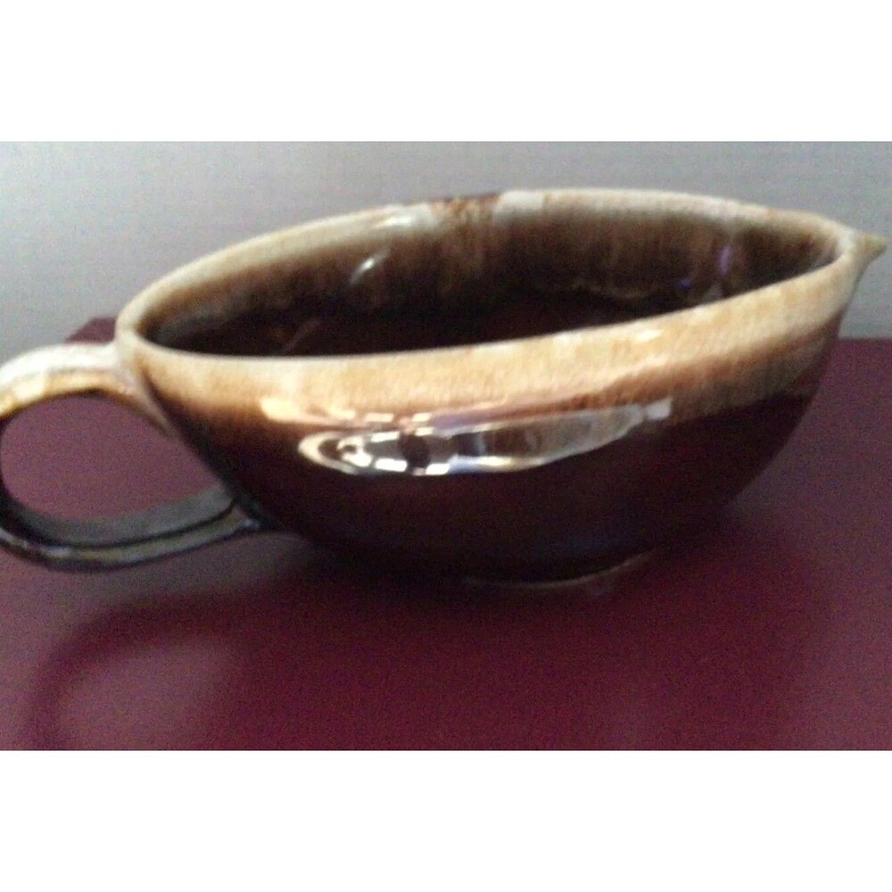 Vintage McCoy USA Pottery 7128 Brown Glaze Gravy Bowl 8" X 5"